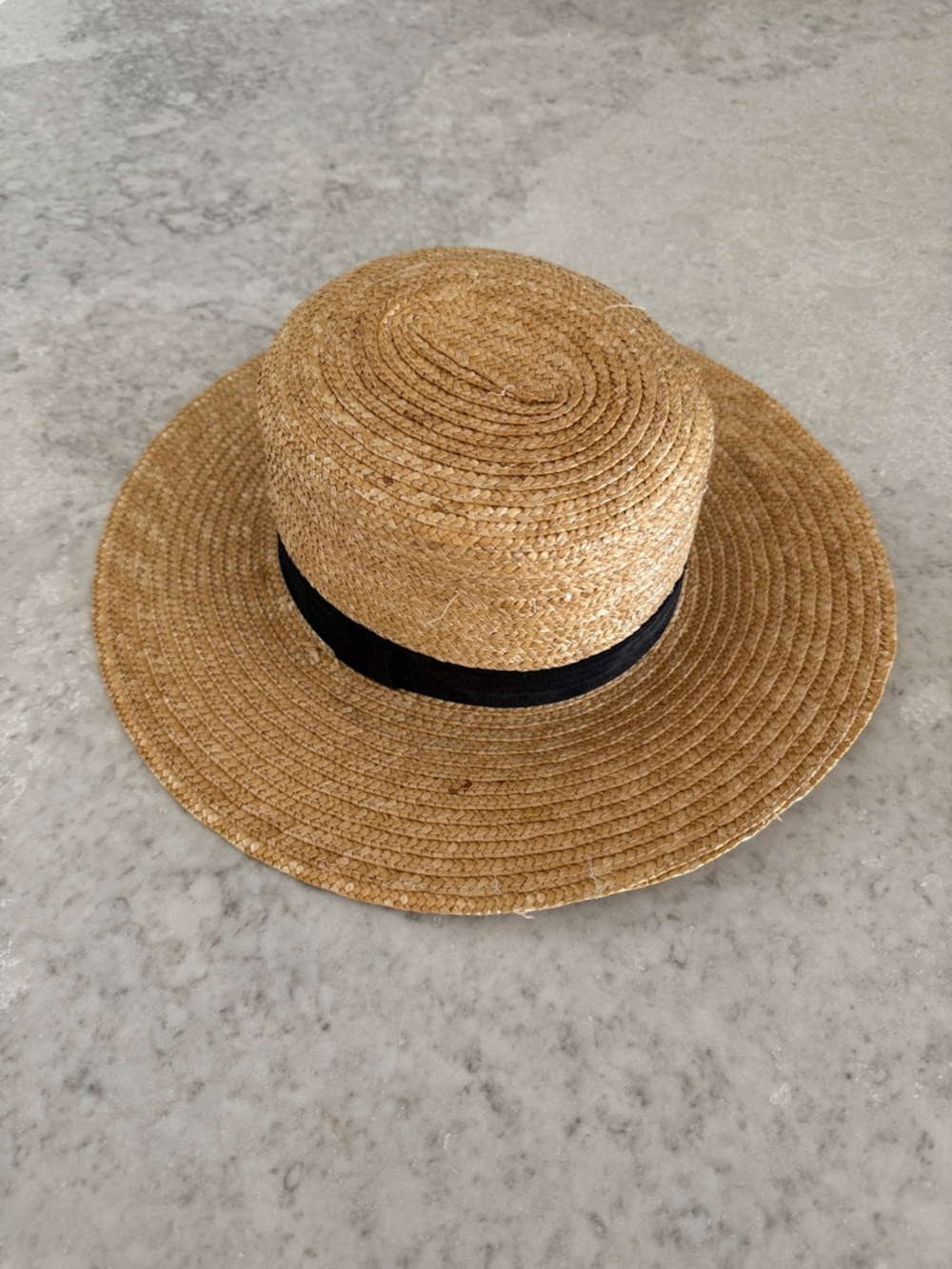 H&M Wide-Brim Straw Hat with Black Band
